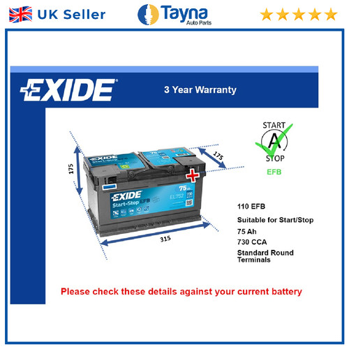 Efb battery fits - battery, dodge