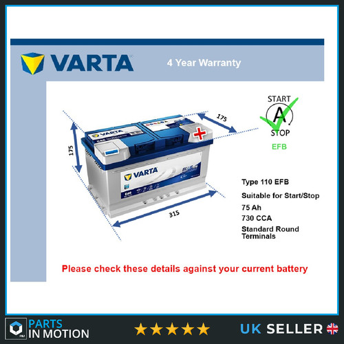 Efb battery fits - battery, dodge