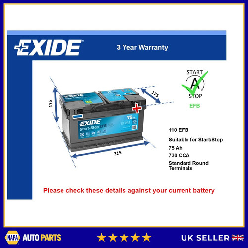 Efb battery fits dodge - battery,